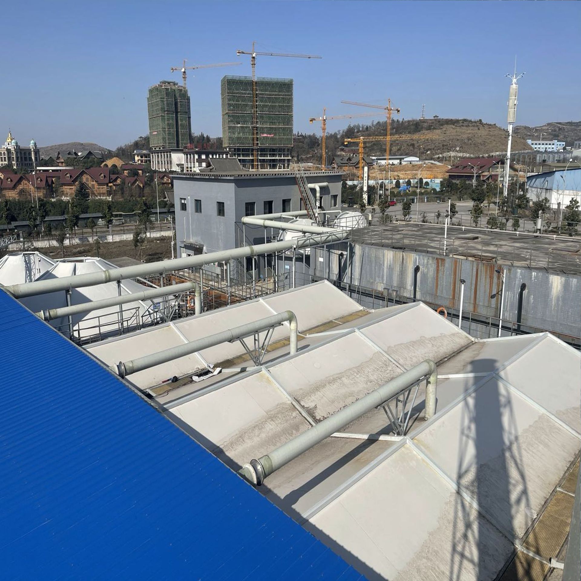 定制污水池反吊膜加盖棚 废气收集处理厂家 除臭膜结构