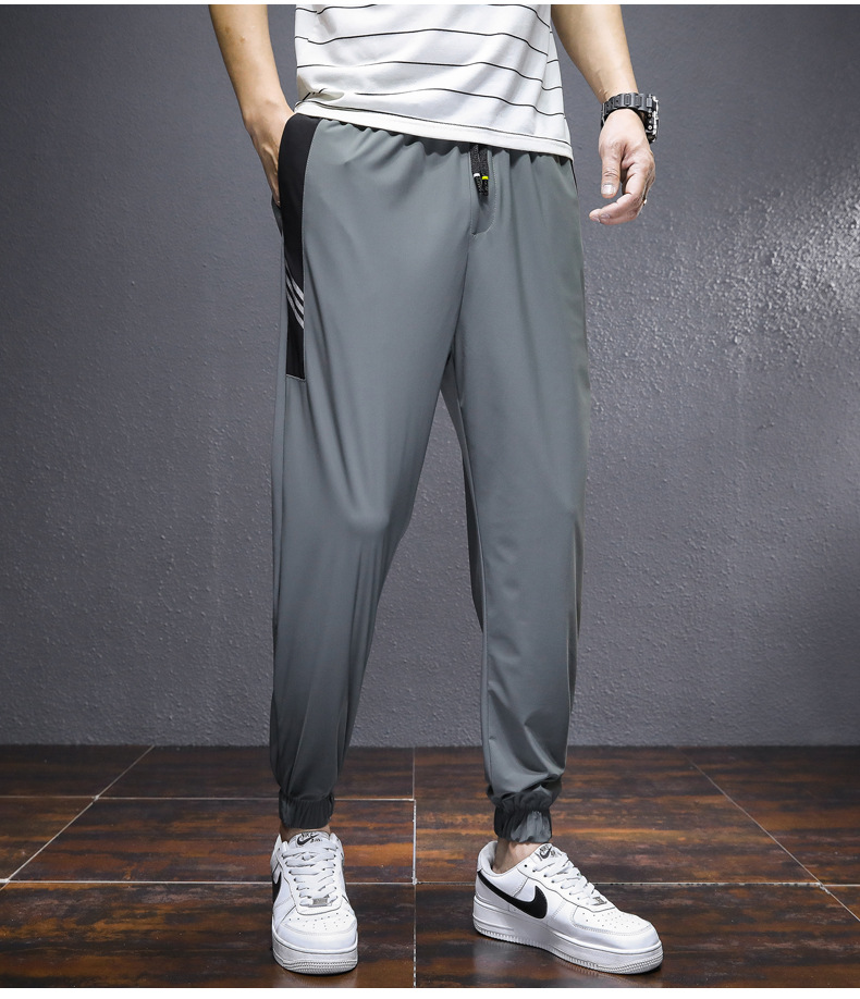 男裤春夏休闲裤冰丝弹力宽松小脚哈伦裤青少年时尚潮流韩版裤子男