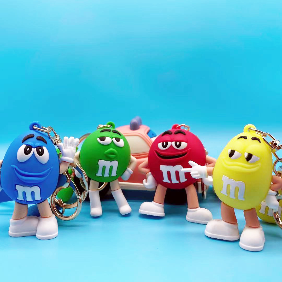 创意ins网红pvc m豆公仔钥匙扣汽车包包配饰小礼品