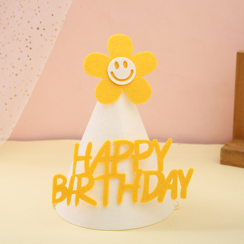 Korean Ins Style Creative DIY Felt Birthday Hat Children's Birthday Party Baby Full-Year Decoration Non-Woven Cap