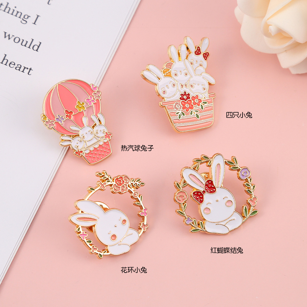 New Cartoon Rabbit Family Series Brooch Fresh Sweet Clothing Bag Accessories Accessories Holiday Small Gift