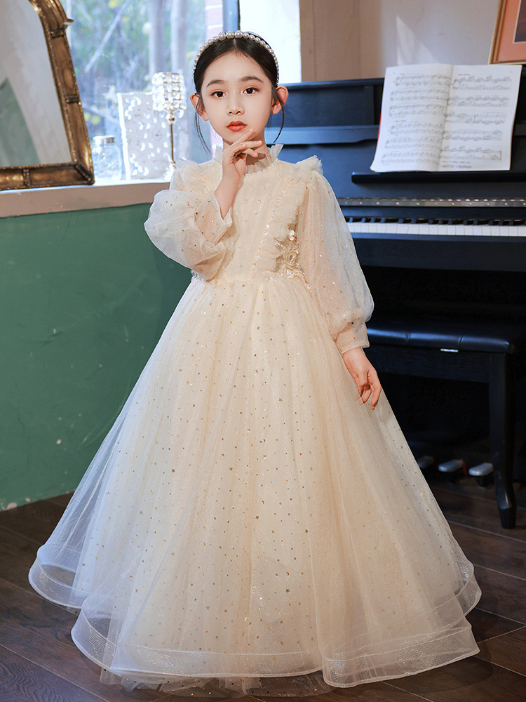 花童婚礼小女孩礼服冬季女童公主裙儿童钢琴演奏演出服女表演春夏