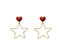 新款五角星耳环女潮气质韩国高级感耳夹耳钉网红色爱心耳饰