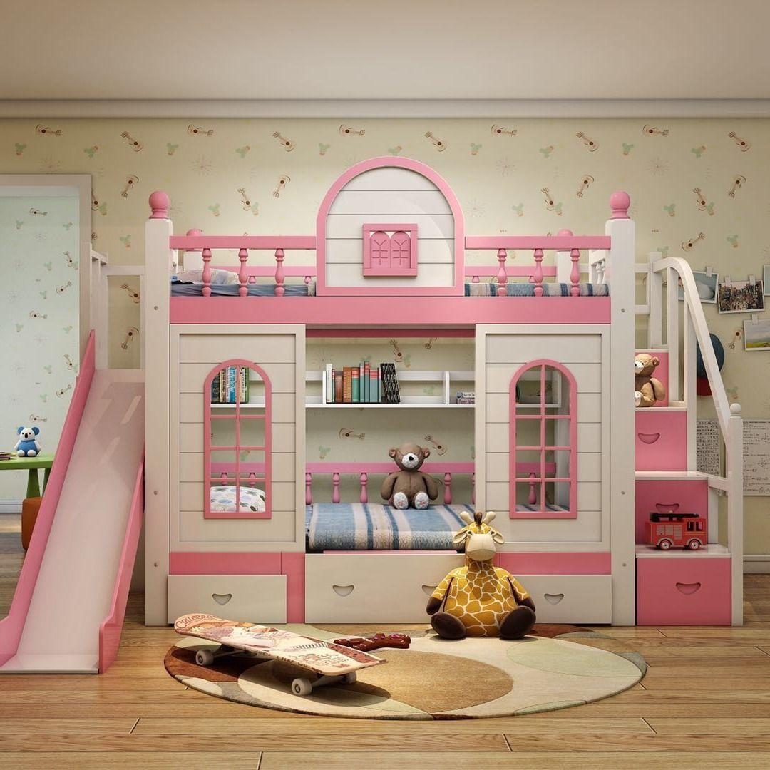 全实木公主床城堡高低床多功能上下铺男女孩双层木床子母床儿童床