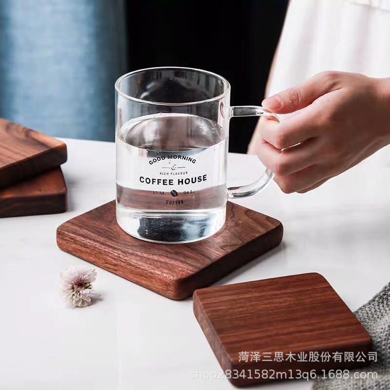 Wooden Coaster Cup Saucer Coffee Teacup Mat Black Walnut Wooden Cup Mat Teacup Mat in Stock Household Insulation Mat Solid Wood Coaster