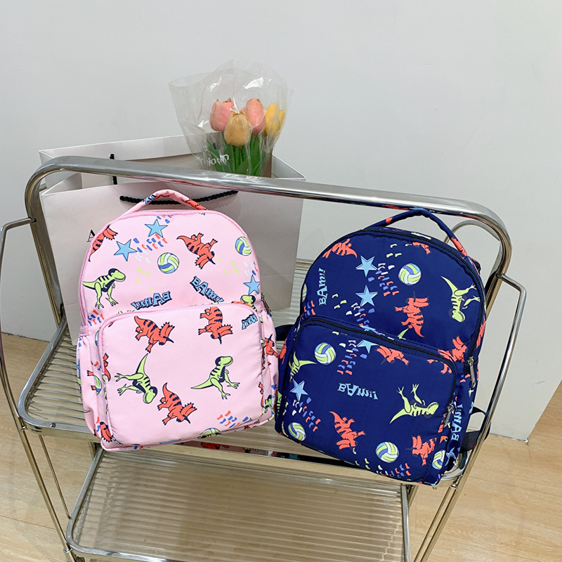 New Kindergarten Simple Popular Fashion All-Match Trend Cartoon Children's Backpack Dinosaur Pattern Boys and Girls Backpack