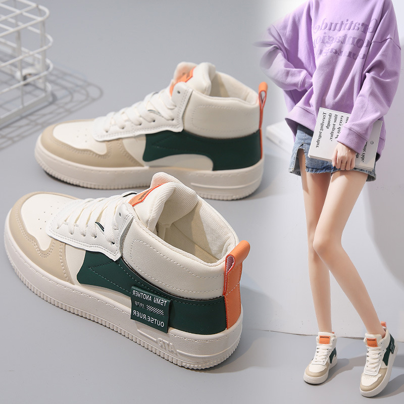 高帮小白鞋2022秋季新款韩版百搭女学生板鞋休闲运动鞋子女kj806