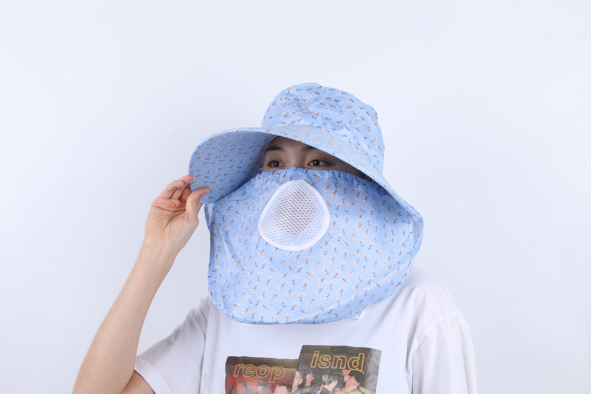 Hat Women's Spring Summer Sun Hat Cherry Tea Picking Hat Big Brim Cycling Sun Hat Cover Face Breathable Tea Picking Hat