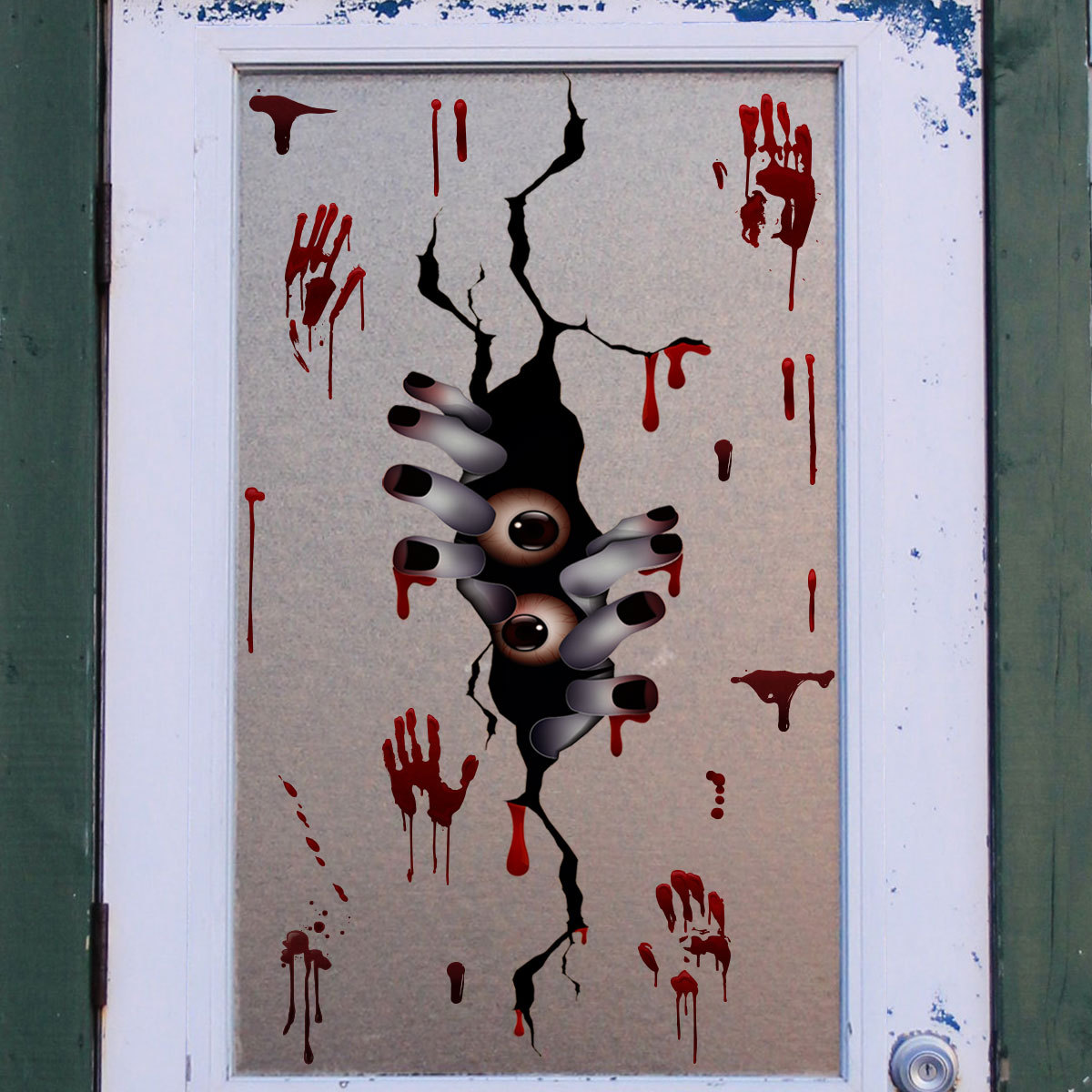 zsz1161 万圣3d破墙贴偷窥血手印装饰墙贴纸背景墙简约创意墙贴画