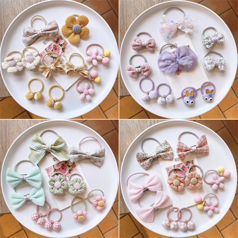 Children's Rubber Band Does Not Hurt Hair Good Elasticity Girls Hair Rope Summer Princess Bowknot Hair Bands Cute Little Girl Hair Accessories