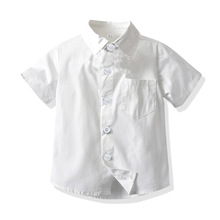 夏季新款童衬衫2022韩版男宝宝纯白色短袖翻领中大童礼服衬衣kids