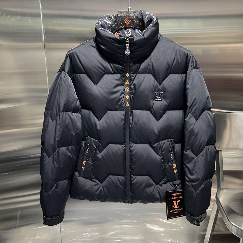 冬季加厚欧货新款羽绒服男时尚潮牌个性印花上衣男士高端立领外套