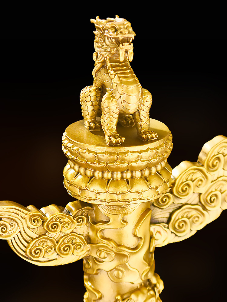 华表摆件精致华表柱摆件中华柱龙柱纯铜现代家居办公室摆件