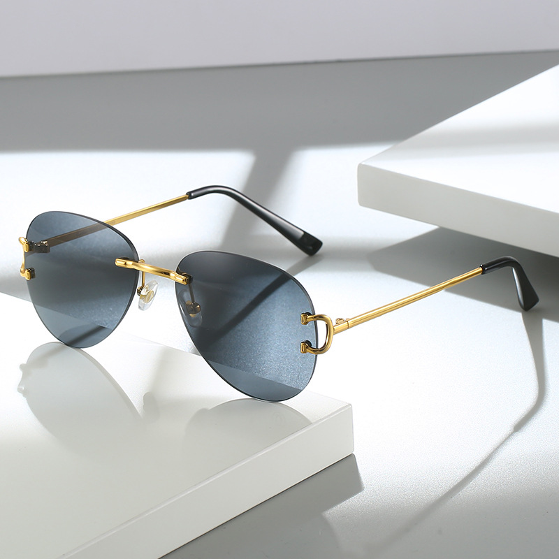 Cross-Border New Arrival Frameless Metal Sunglasses Fashion Trend Aviator Sunglasses Glasses Frame