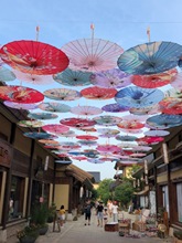 中国风油纸伞户外防雨防晒绸布伞装饰吊顶伞可加伞灯复古舞蹈伞竹