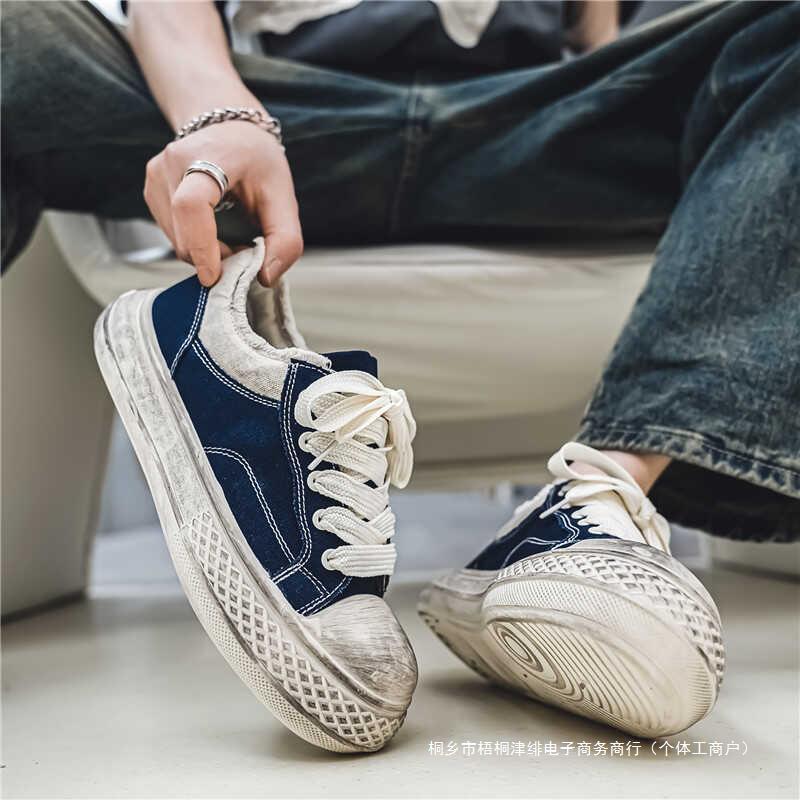 鞋子男潮鞋暗黑帆布鞋男夏季百搭运动休闲板鞋厚底丑萌帆布鞋潮鞋