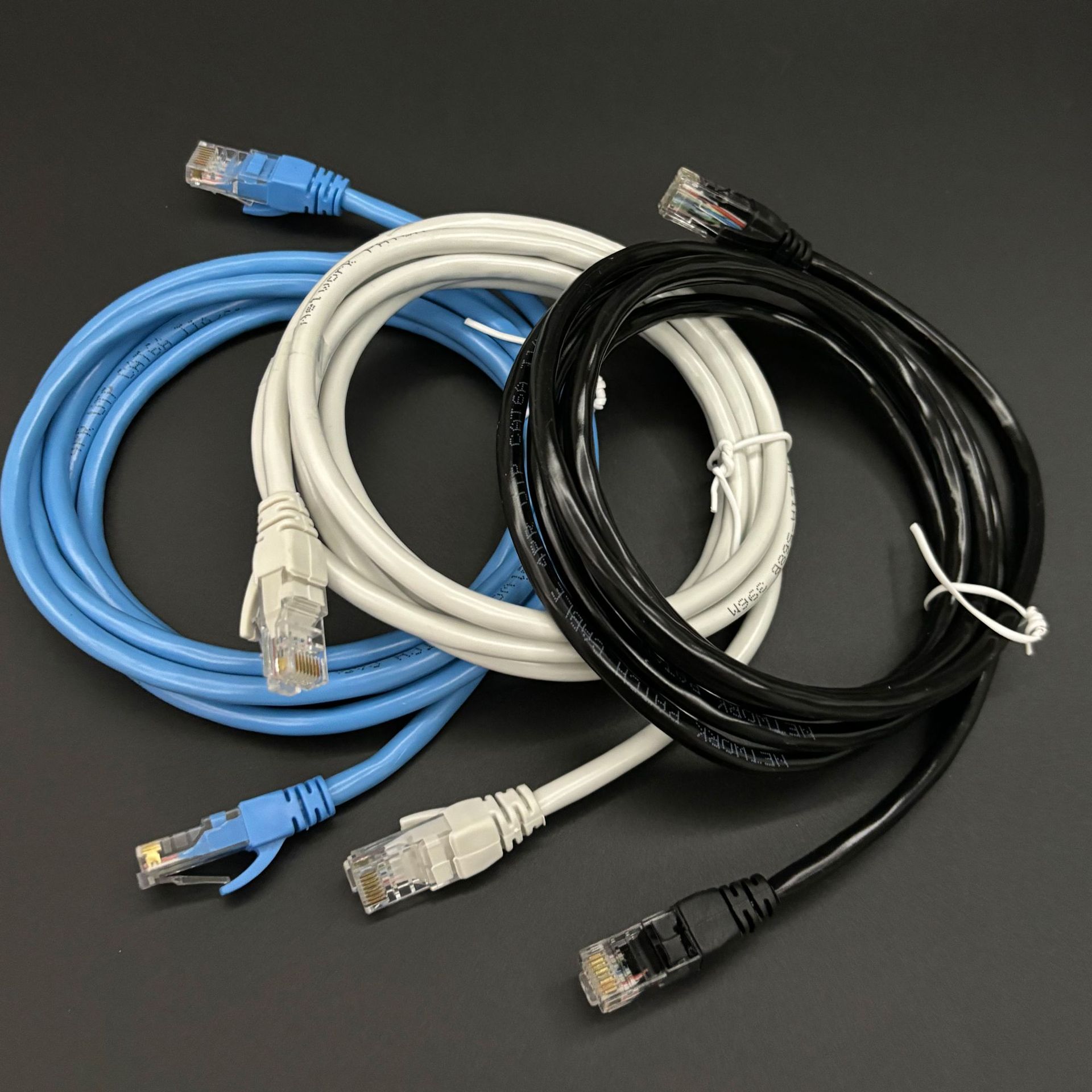 2米cat5e电脑网络线五类线黑色蓝色1米批发成品跳线家用高速信号