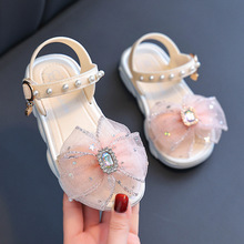 女童凉鞋2024夏季新款珍珠花朵儿童公主鞋小女孩中大童宝宝沙滩鞋