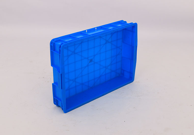 全国供应蓝色塑料周转箱575-105货架摆放仓储塑