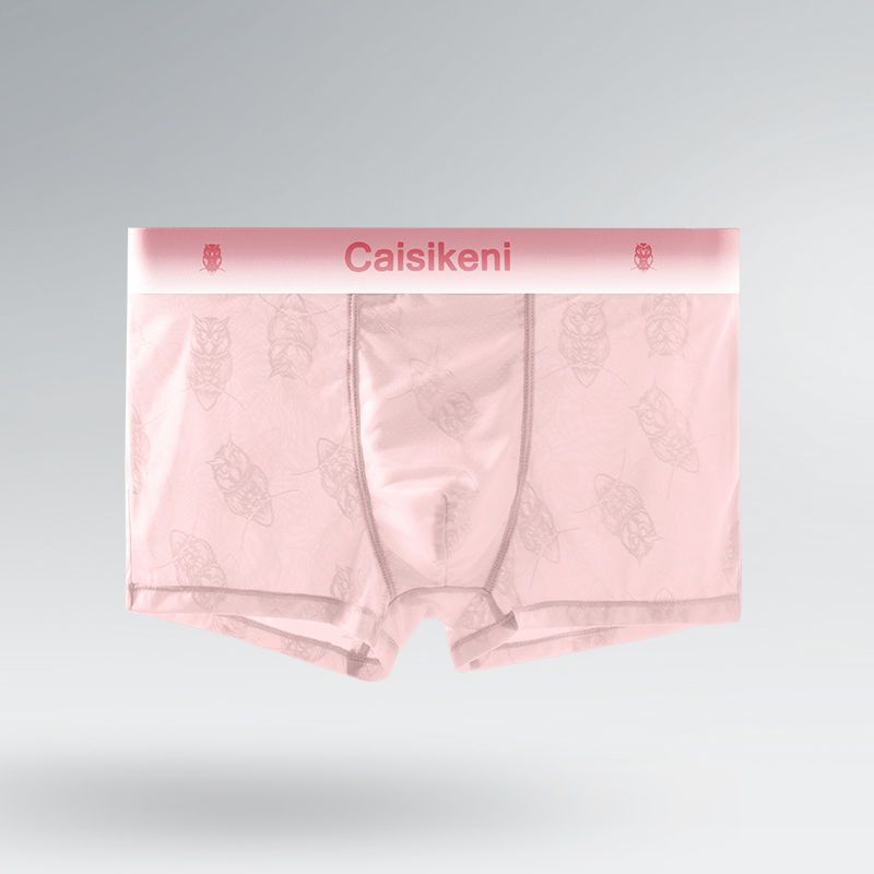 Pink for Male Underwear Men's Ice Silk Net Yarn Quick-Drying Transparent Sexy Summer Boxers Lightweight Breathable Boxer Shorts