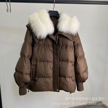 高端2023冬新款海宁皮草羽绒服女常规款白鹅绒狐狸毛可拆卸领外套