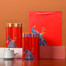 结婚茶叶礼盒白茶一斤装红色红茶铁盒伴手礼创意随手九号茶罐