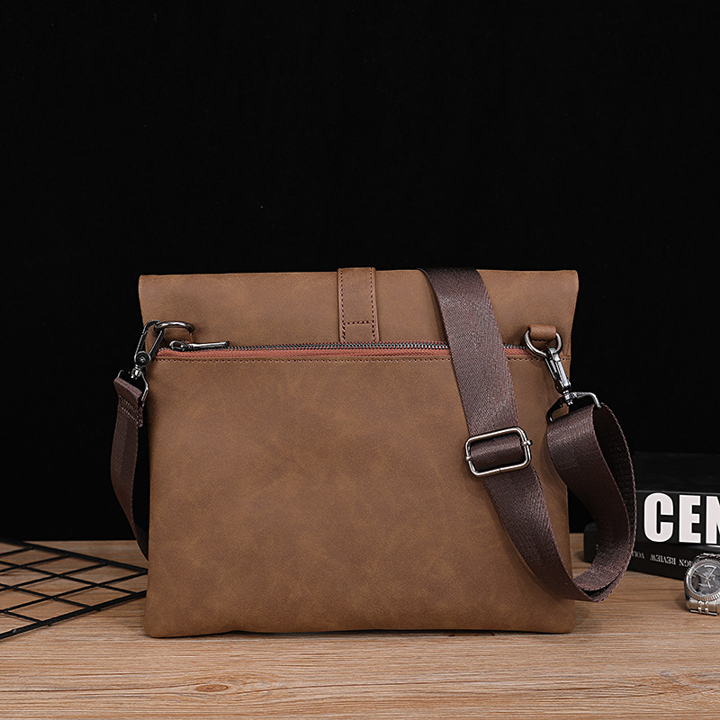 2023 New Men's Bag Pu Soft Leather Shoulder Bag Large Capacity Messenger Bag Men's Retro Casual Messenger File Bag Men