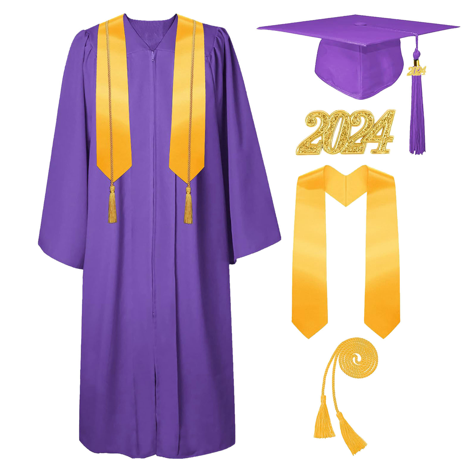 2024美国梭织成人大学学位服美式学士服套装毕业典礼纪念服学士服