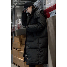 棉服女中长款过膝2024冬季新款韩版宽松棉衣加厚保暖连帽外套潮