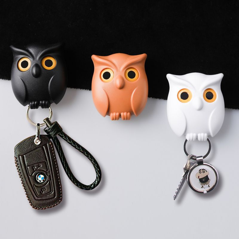 Magnetic Owl Key Hook Refrigerator Door Rear Entrance Key Storage Hook Hallway Wall Strong Seamless Sticky