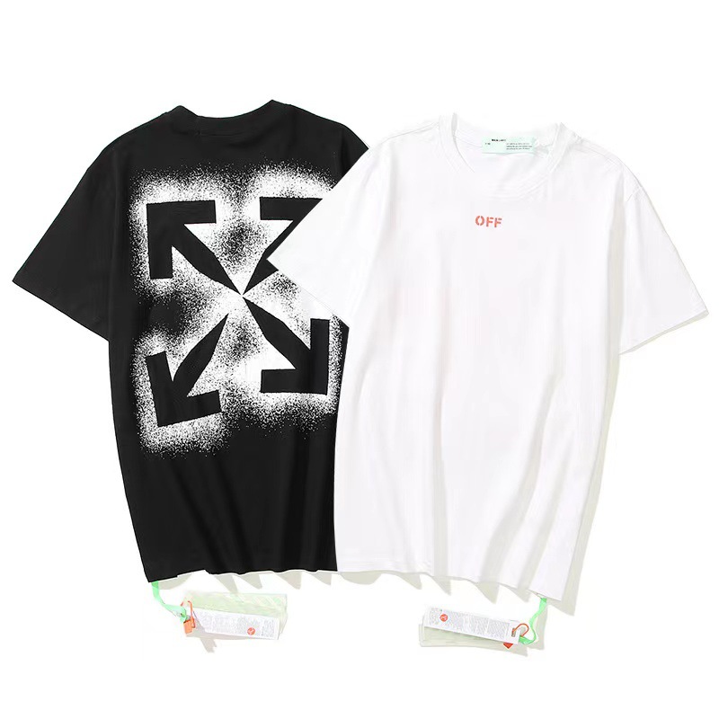 跨境潮牌off white喷墨涂鸦箭头印花短袖t恤男女情侣ow高街半袖衫