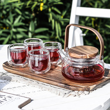 花茶壶五件套家用茶具套装礼品盒包装耐高温玻璃泡茶透明花茶壶