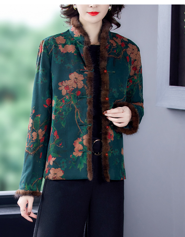 香云纱小棉衣女冬短款2021新款印花小个子轻薄真丝桑蚕丝棉服外套