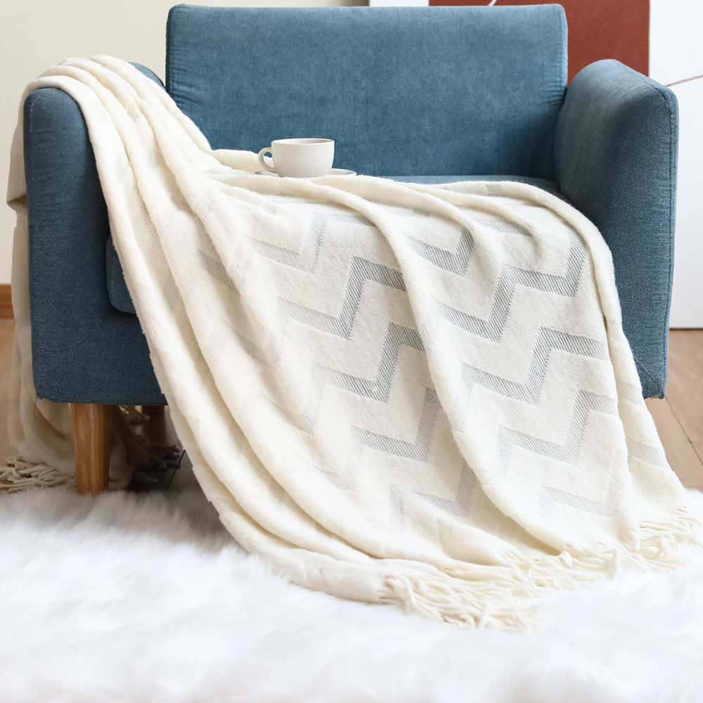 Sofa Blanket Blanket Herringbone Pattern Knitted Blanket Office Air Conditioning Nap Blanket Shawl Blanket Geometric Jacquard-Weave Blanket Towel