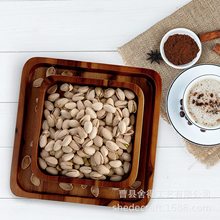 木质开心果零食碗，带壳存储，双板支架坚果碗底座适合花生毛豆