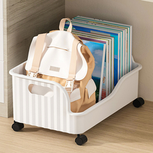 书包置物架可移动带滑轮落地书籍书本收纳柜家用学习桌下放置神器
