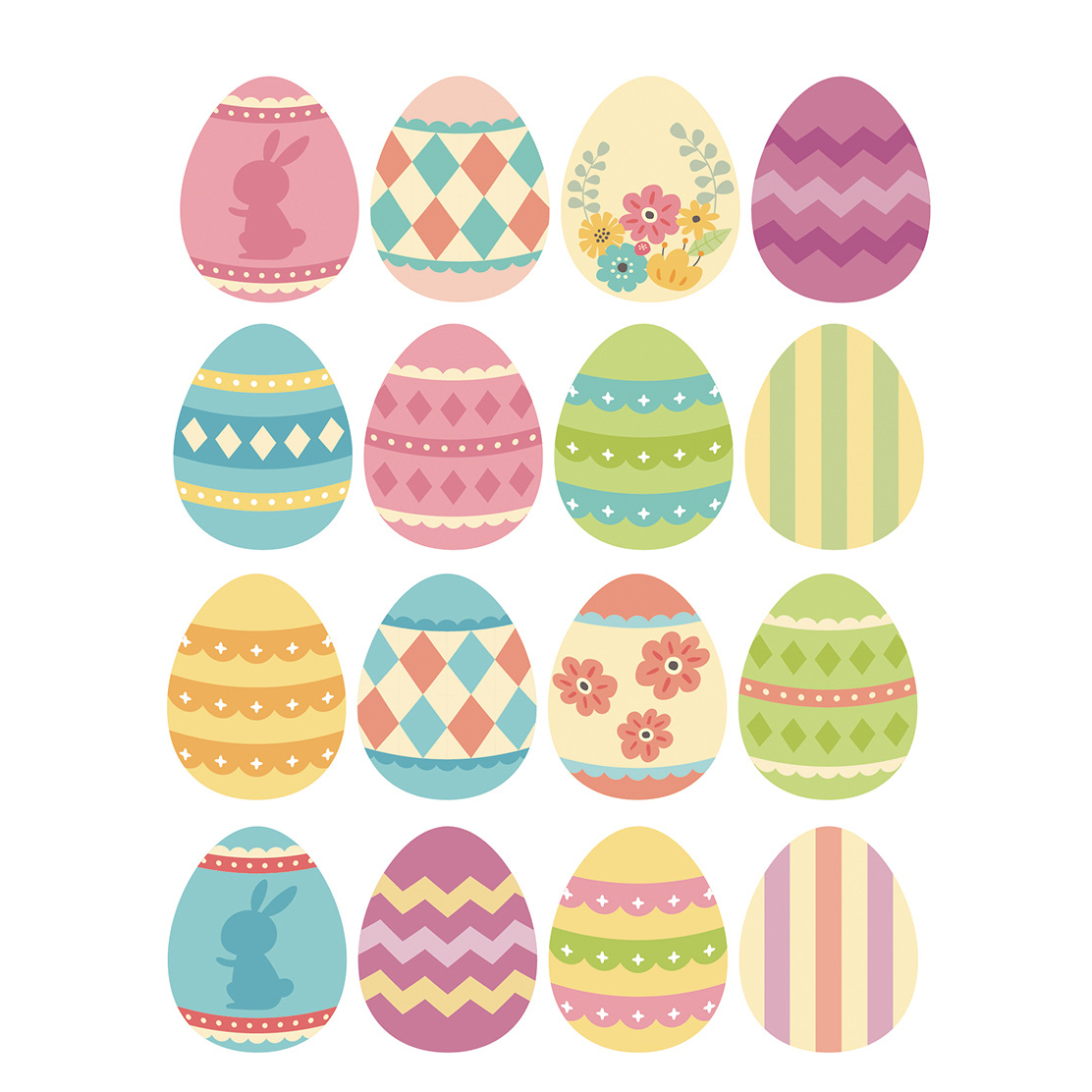 新款复活节贴纸彩蛋节日礼品装饰贴 跨境新款easter兔子彩蛋标签