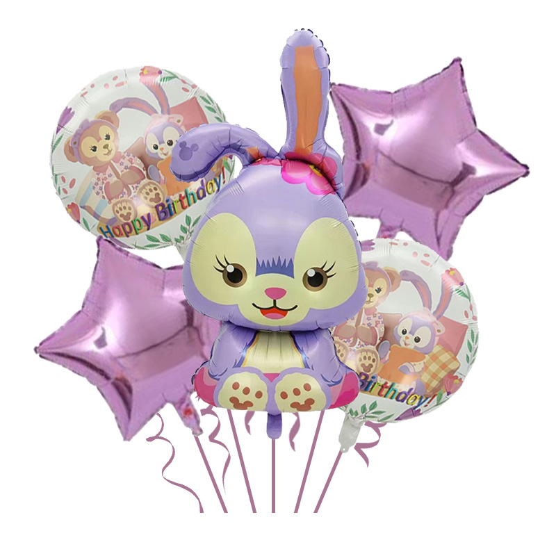 New StellaLou Cartoon Style Five-Piece Set Aluminum Foil Balloon Set Theme Party Decoration Supplies Stall Batch