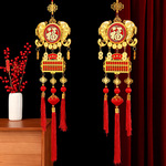 热销绒布印花辣椒串挂件烫金福字红辣椒中国结喜庆结婚装饰用品