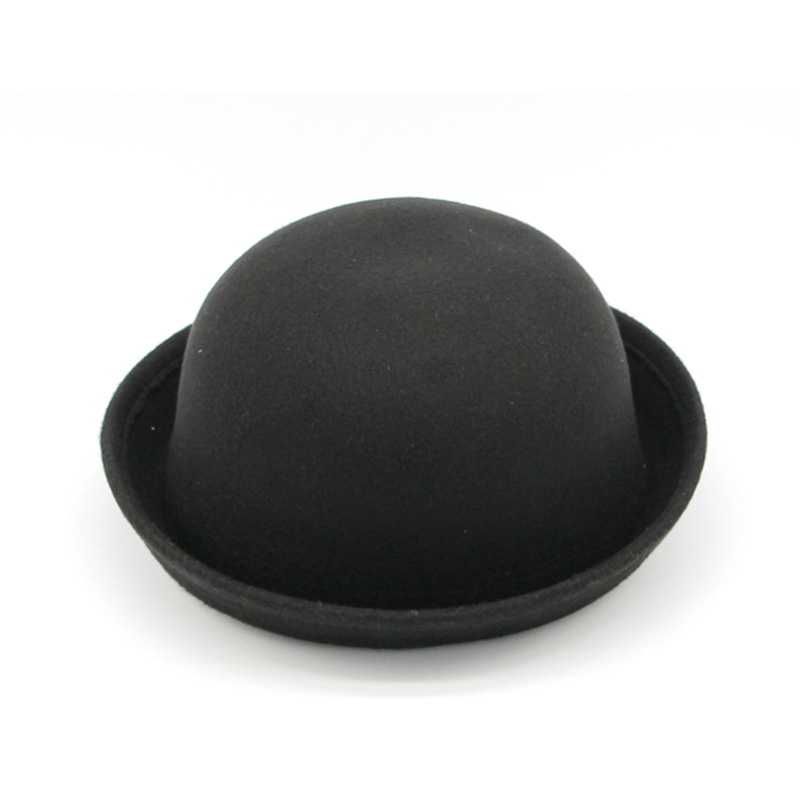 Korean Style Parent-Child Cute Dome Ears Billycock Woolen Small round Hat Flanging Children Hat Male and Female Cute Hat