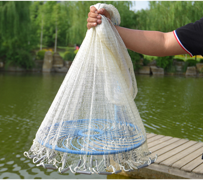 美式飞盘式手抛网渔网捕鱼网手撒网旋网神抛易抛易撒捕鱼神器定做