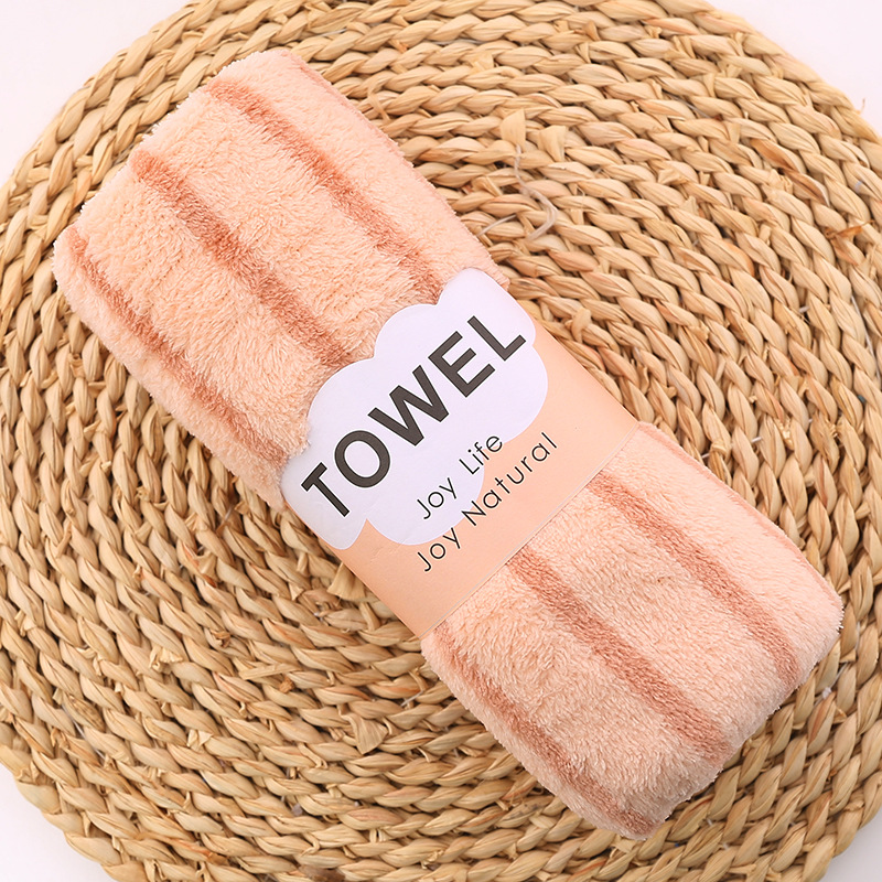 Spot Coral Fleece High Density Warp Knitted Towel Soft Absorbent Face Towel Color Stripes Cationic Towel Gift Wholesale