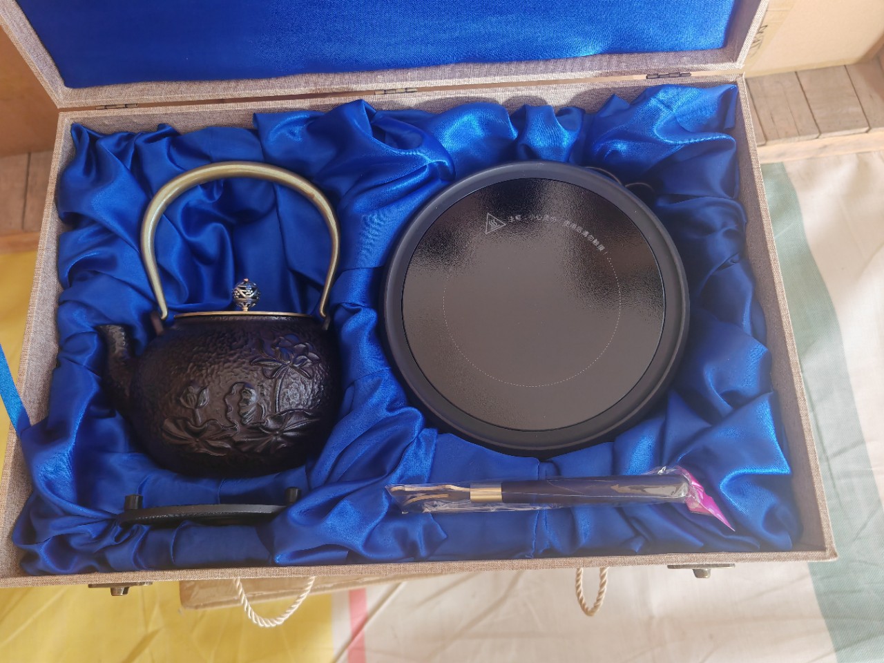 铸铁茶壶生铁铸造铁壶茶具礼品套装麻布礼盒一壶一炉一垫一壶叉套