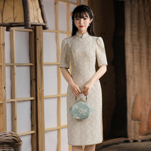 唐之恋复古中式改良旗袍女春秋蕾丝短款150矮小个子女生年轻款白