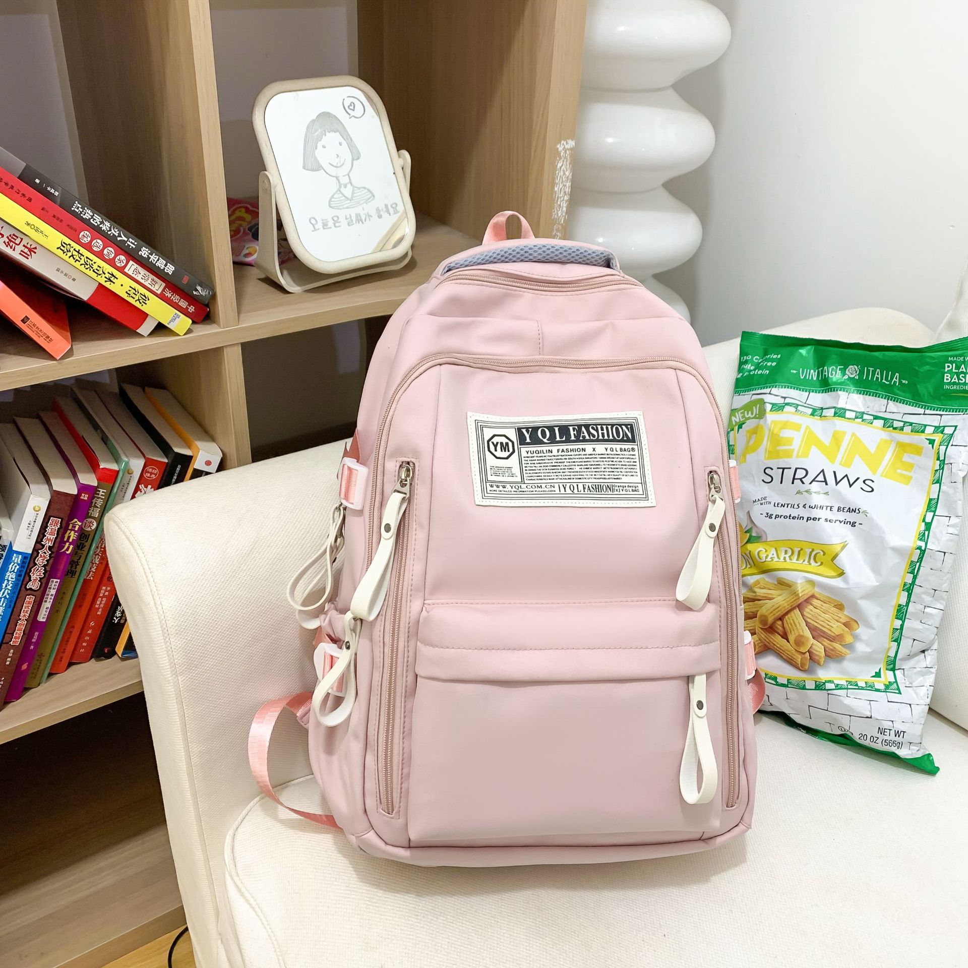 New Mori Style Ins Middle School Student Schoolbag Wholesale Korean Style Casual Fashion Trend Backpack Nylon Solid Color Backpack