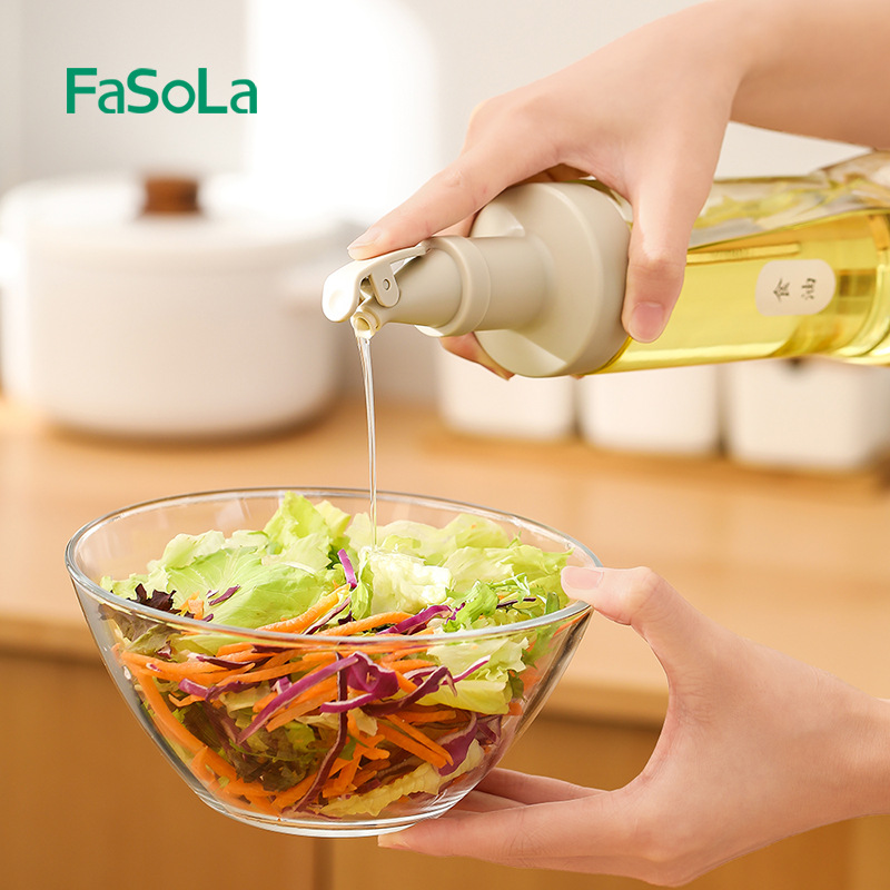 Fasola Household Glass Bottle Oil Pot Oil Pouring Oil Leak-Proof Non-Oil-Stick Sesame Oil Sauce Vinegar Pot Spice Jar Oil Tank