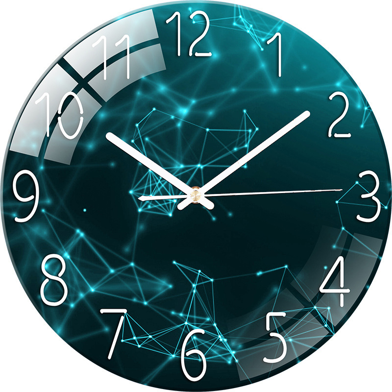 Customizable Tempered Glass Clock Wall Clock Living Room Home Clock Bedroom Noiseless European Quartz Clock Creative Pocket Watch