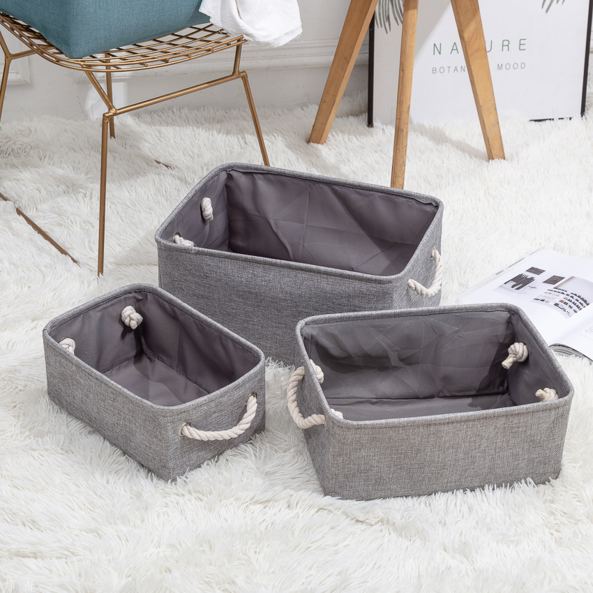 Linen Storage Basket Dustproof Foldable Clothes Storage Basket Wardrobe Finishing Box Sundries Storage Basket Drawstring Fabric Frame