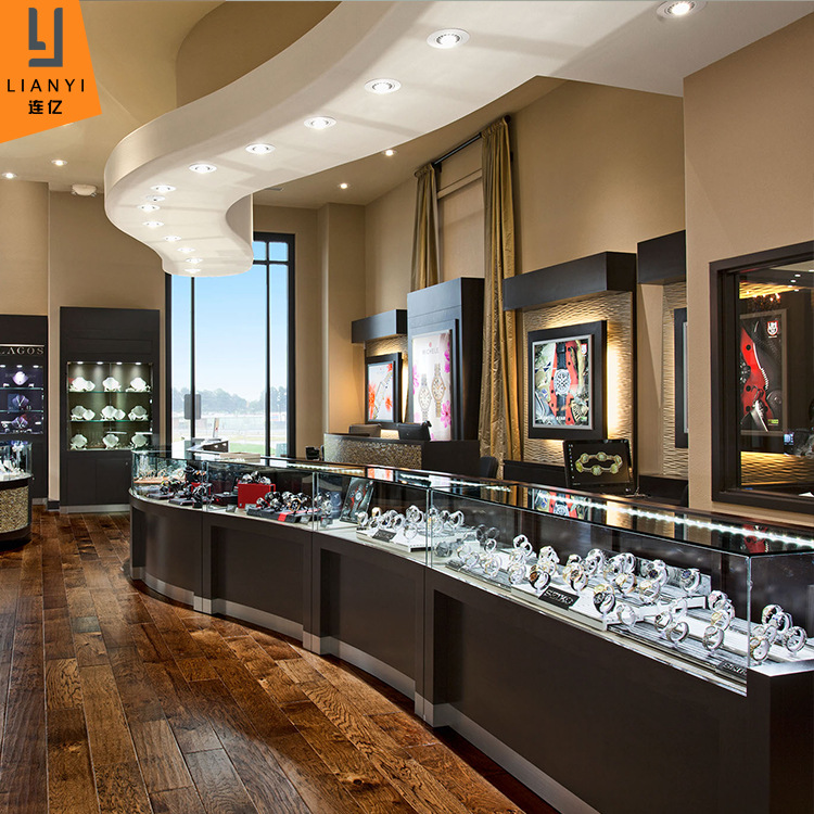 定制高端珠宝柜手表展示柜商用金属异形玻璃手表柜台烤漆珠宝墙柜