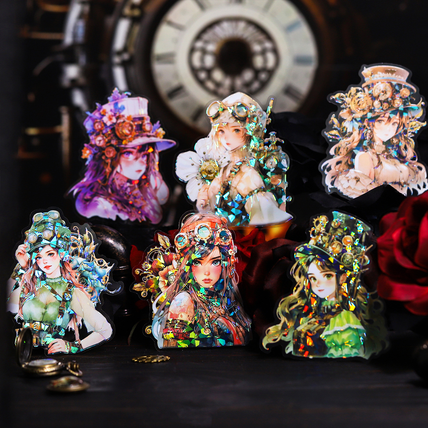 朋克公主系列美好的一天pet贴纸 朋克风手帐装饰素材5张入6款